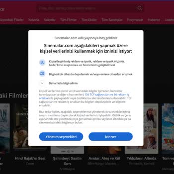 Sinemalar.com’da Kişisel Veri Reddet Seçeneği Yok