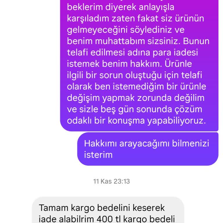 Bitugba Store’da 1998 TL’lik Ücretin İadesi İçin Sürekli Oyalama Ve Çelişkili İletişim