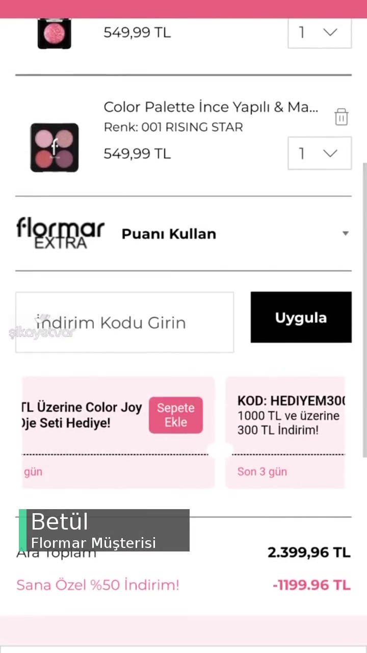Flormar'ın Kullandırmadığı Kuponlar Ve Bağlamadığı Müşteri Temsilcisi! videonun kapak resmi