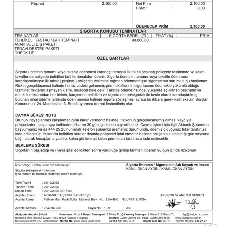 Rızam Olmadan Ek Hayata Devam Sigortası Ve 2.100 TL Ücretinin İadesi Talebi