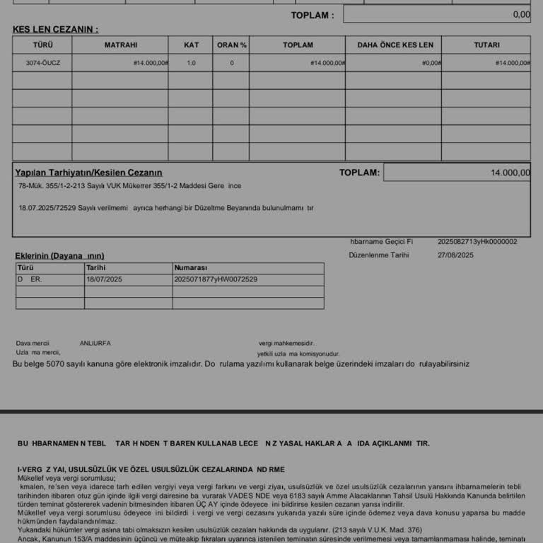 Bilgim Dışında Sahte Fatura Nedeniyle Kesilen 14 Bin TL Vergi Cezası İptali Talebi