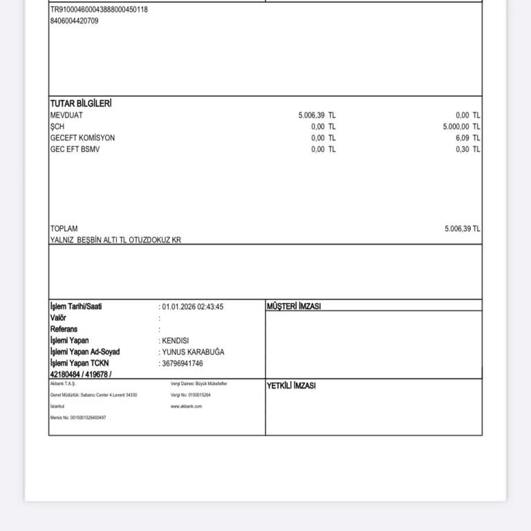 Akbank Hesabımdan Çekilen 5.000 TL Dinamikpay’te Görünmüyor Ve İade Talebi