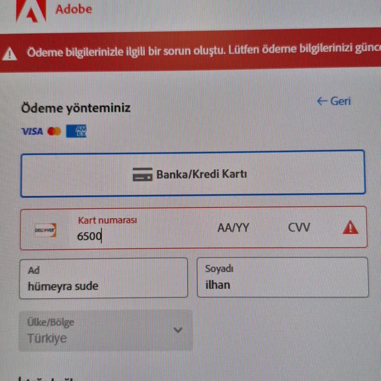 Adobe Creative Cloud Öğrenci Paketi İçin Troy Kartı Reddediliyor