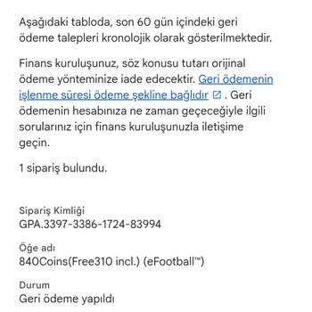 Efootball Oyununda Geri Ödeme Alınmaması Ve Bakiyenin Eksiye Düşmesi