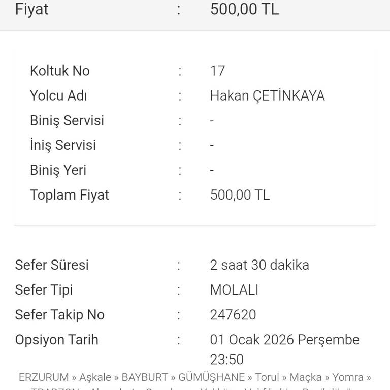 Kanberoğlu Turizm Yazıhanesi Personelinin Rezervasyonumu Görmezden Gelerek Bilet Vermemesi