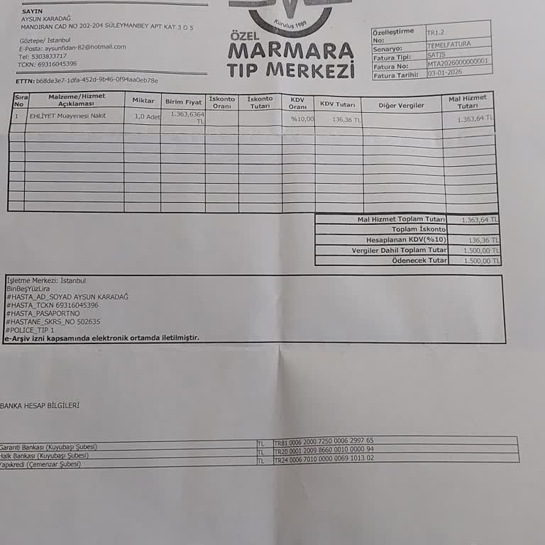 1500 TL Ücret Alındı, Muayene Yapılmadı Ve Tehdit Edildi