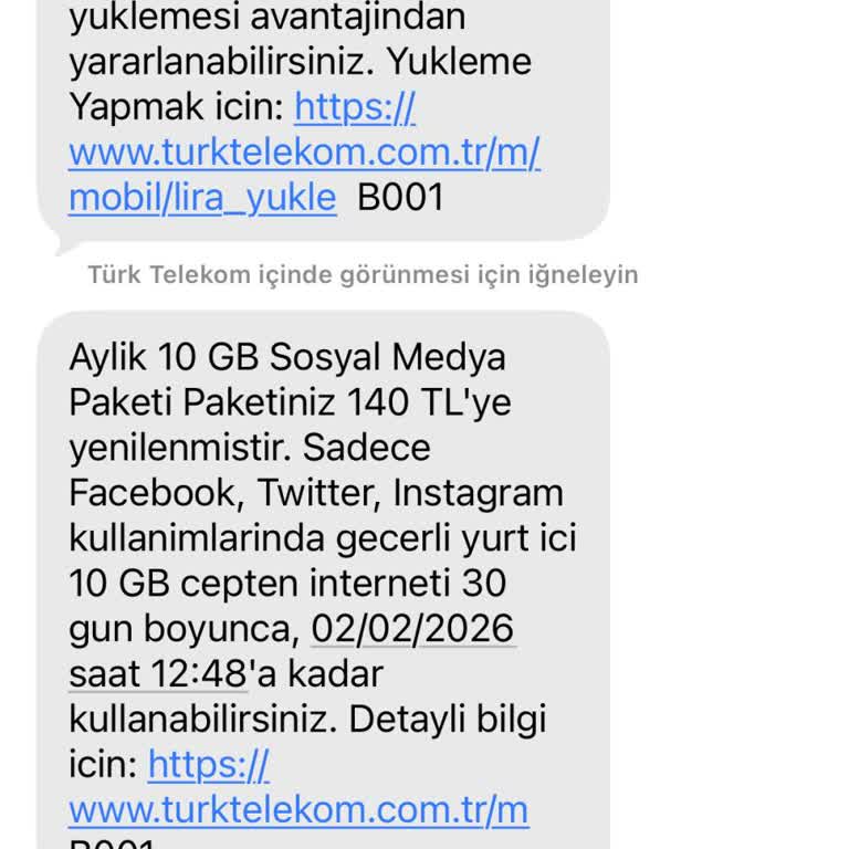 Sosyal Medya Paketi Aktif Değil Ve 39 TL Hatalı Kesildi