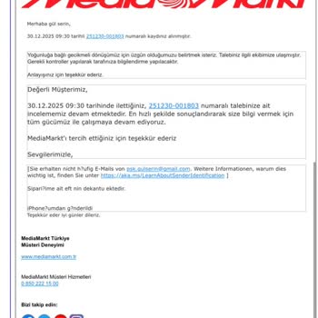 Ödeme Eşleşmediği İçin Sipariş İptali Ve Geri Ödeme Talebi