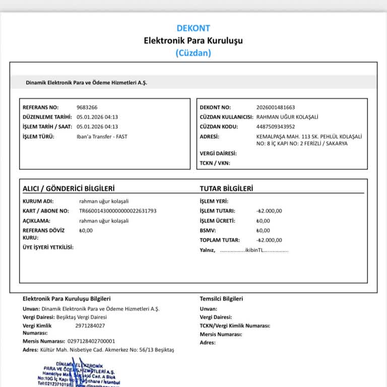 Dinamik Pay Transferi Başarılı Görünmesine Rağmen Para Nkolay Hesabına Geçmedi