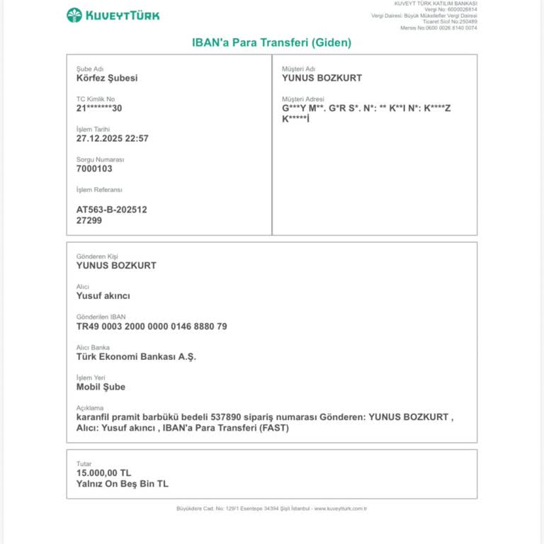 Instagram’da Satın Alınan Barbeküde Teslimatsızlık Ve 15.000 TL İadesi Talebi