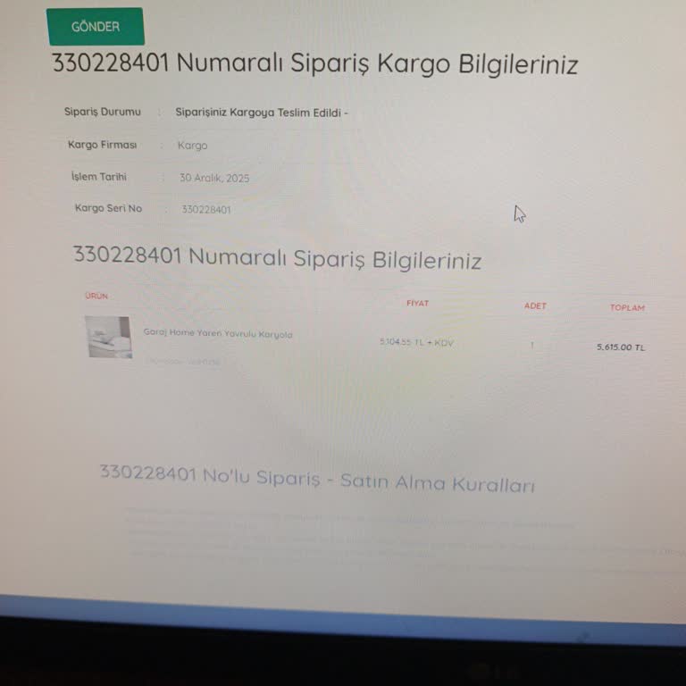 Garajhome'dan Kargo Bilgisi Ve Telefon Cevapsızlığı