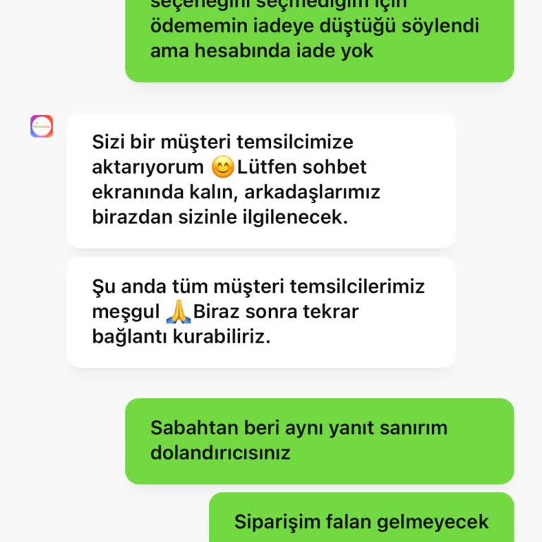 Şüpheli Arama Ve Ödeme İadesi Nedeniyle Siparişim Gönderilmedi