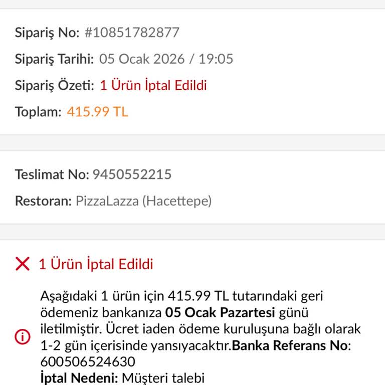Trendyol GO’da Tekrarlanan Gecikmeler Ve İptaller Nedeniyle Aç Kalan Müşteri