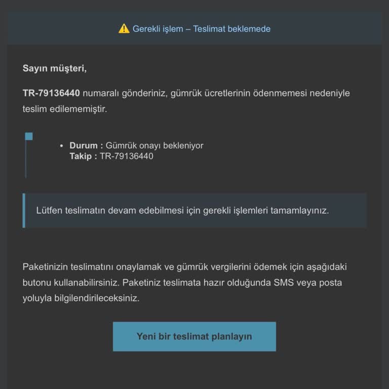 Kargo Adına Sahte E-postalar Almaktayım