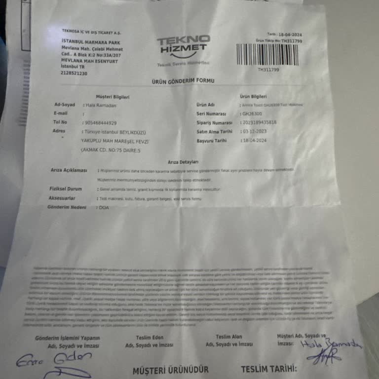 Arnica Tost Makinesinin Sürekli Arızası Ve Servis Gecikmeleri Nedeniyle Ücret İadesi Talebi