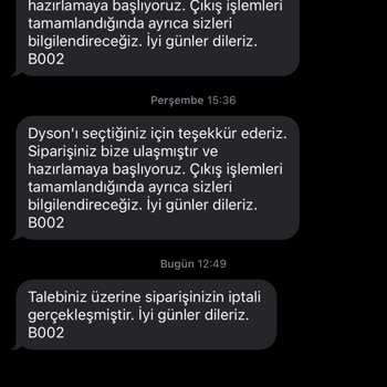 Dyson Siparişimin Yetkisiz İptali Ve Fiyat Farkı