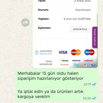 Üç Bin Sekiz Yüz Liralık Siparişimin Takip Numarası Çalışmıyor Ve İade Bekliyorum