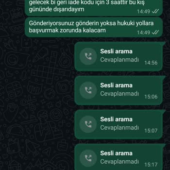 İade Kodu Alınamaması Ve Müşteri Hizmetlerinden Yanıt Gelmemesi
