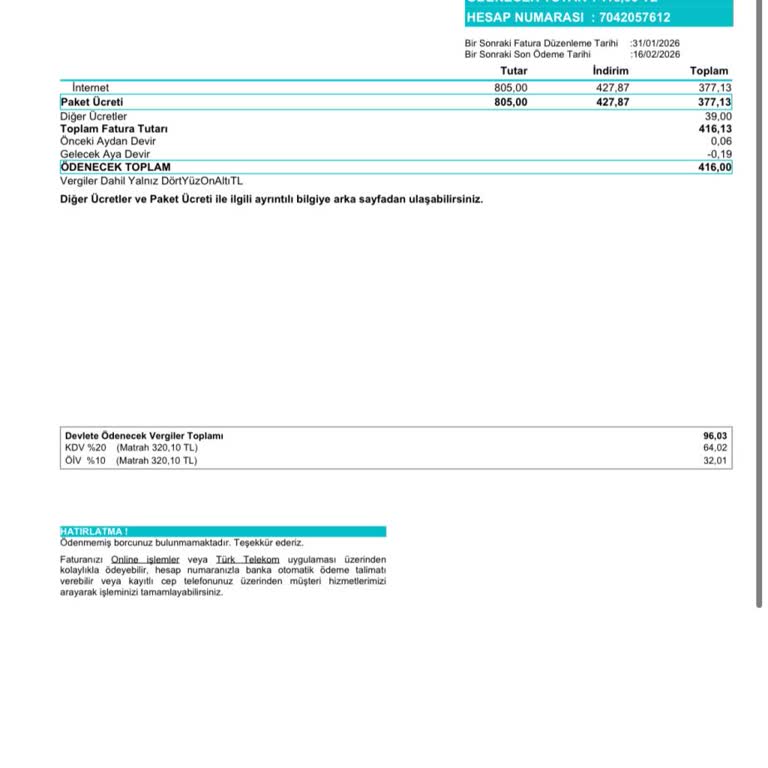 Taahhütlü İnternet Faturamda 116 TL Fazla Ücret Ve Müşteri Hizmetlerine Ulaşılamama