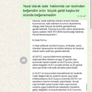 İade Koşullarına Uyulmaması Ve 1.399 TL Geri Ödeme Gecikmesi
