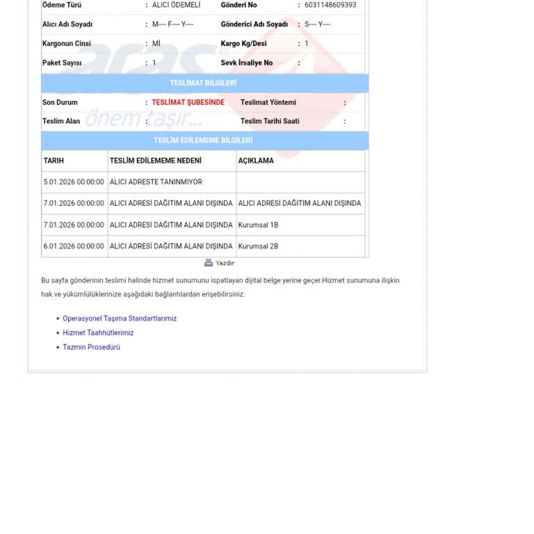 Aras Kargo Şubesinde Kargonun Teslim Edilmemesi Ve Bilgi Eksikliği