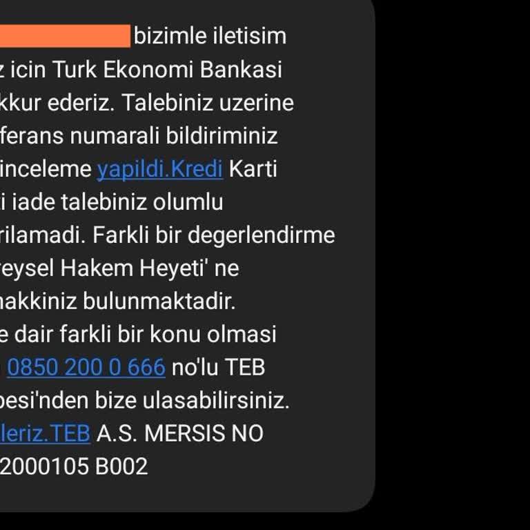 600 TL Yıllık Kart Ücreti İadesi Ve İptali Talebi