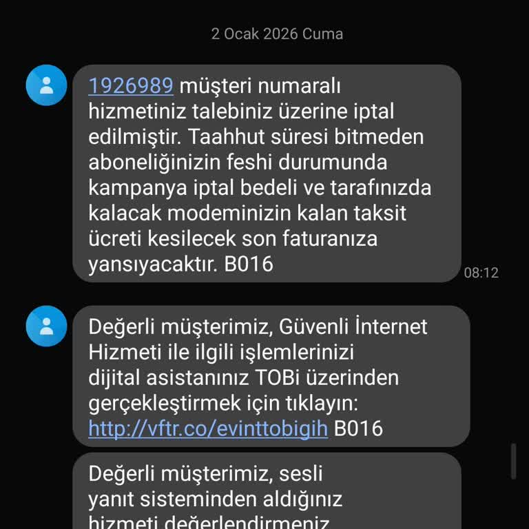 Onayım Dışında İptal Edilen Vodafone Ev İnternet Aboneliği Yeniden Aktif Edilsin
