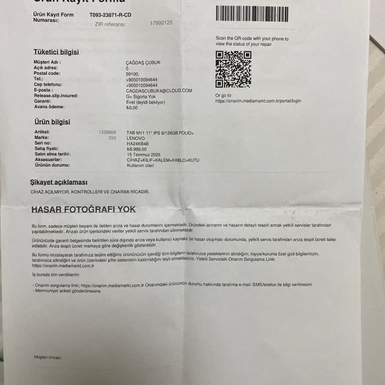 Garanti Kapsamındaki Tabletime Çıkarılan İkiye Katı Onarım Ücreti Ve Bilgilendirme Eksikliği