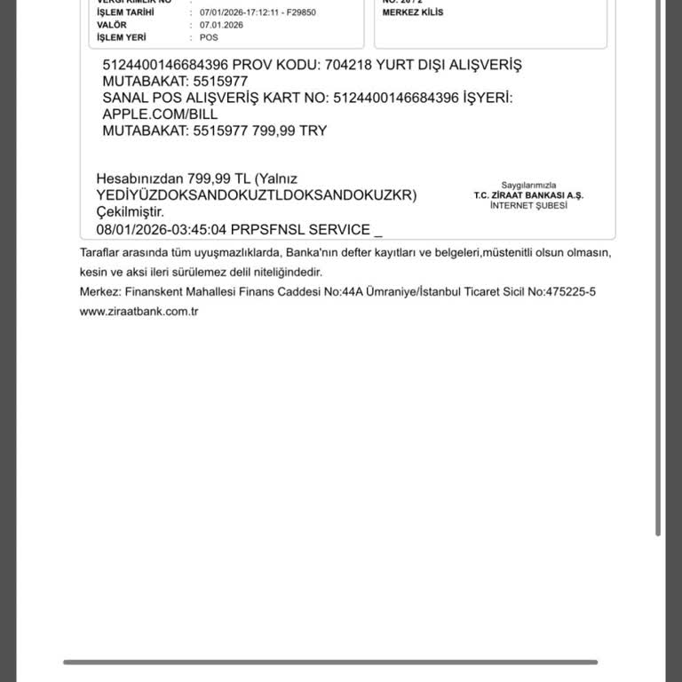 Capcut'tan İzin Dışı 800 TL Çekim İçin İade Ve Güvenlik Talebi