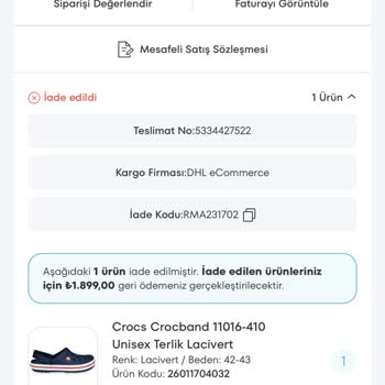 Yanlış Ürün İadesi Onaylandı Ve Doğru Terlik Gönderilmedi