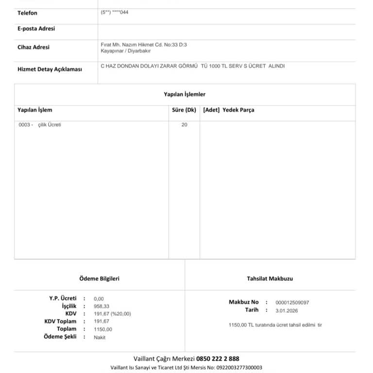 Garanti Kapsamındaki Kombimde Donma Sorunu Ve 3500 TL Servis Ücreti