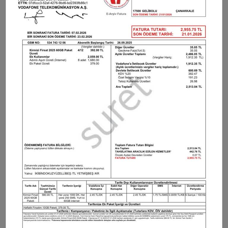 Onaysız Tarife Aşımı Ücreti Ve Bilgilendirme Eksikliği