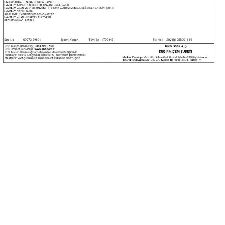 23.000 TL Transferi BTCTURK Hesabına Geçmedi