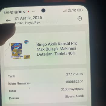 Hayat Pay Üzerinden Bingo Bulaşık Tableti Siparişinde 14 Gün Kargo Gecikmesi Ve İletişimsizlik