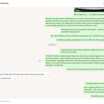 GPS Arızalı Araç Kamerası İçin Destek Sürecinde Şikayet Ve Değişim Talebi