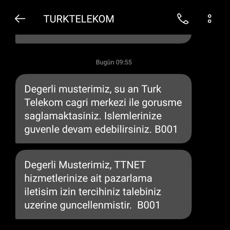 Türk Telekom'dan İzinsiz Pazarlama Aramaları Ve SMS Bildirimleri Durdurulsun