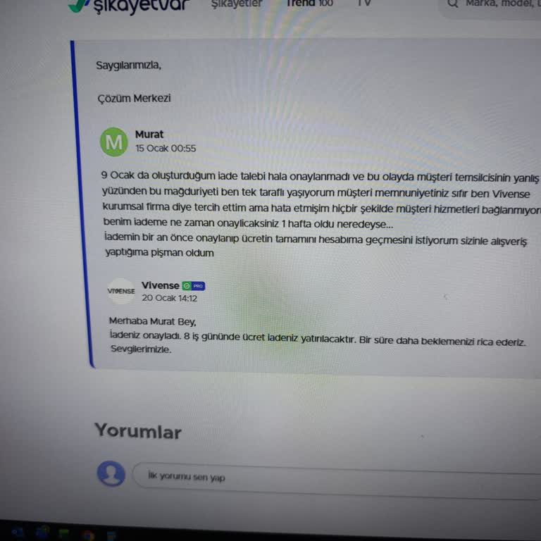 Yanlış Uzunluk Bilgisi Ve Cevapsız Müşteri Hizmetleri Nedeniyle Sipariş İptali Talebi