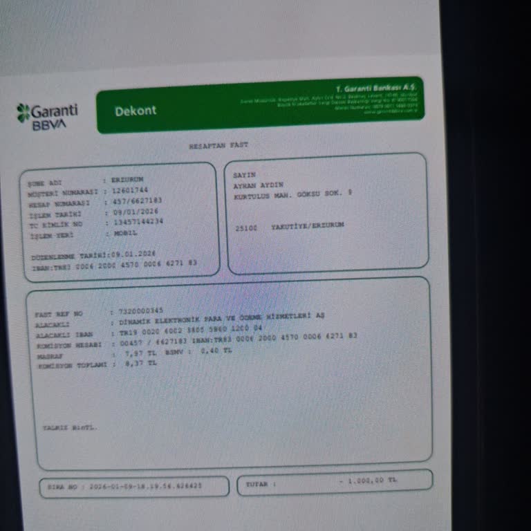 Garanti Bankası Hesabımdan DinamikPay’e 1000 TL Transferi Yansımıyor
