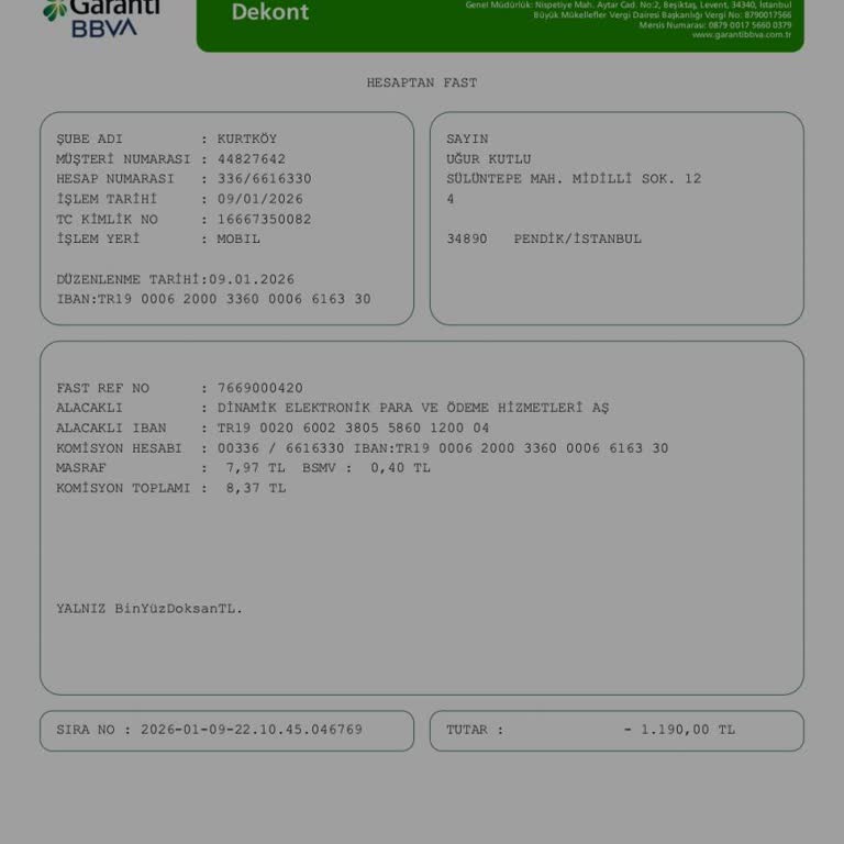 Dinamik Pay Hesabına Gönderilen 1.190 TL İşlenmedi