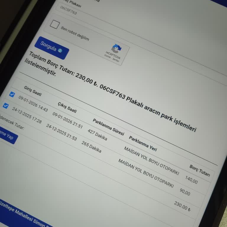 Maidan Anpark Otoparkı Çıkış Saatinin Hatalı Gösterilmesi Ve Fazla Ücret İadesi