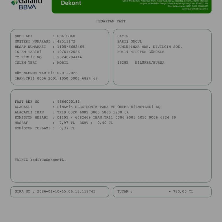 Dinamik Pay Hesabına Yatırılan 780 TL Görünmüyor