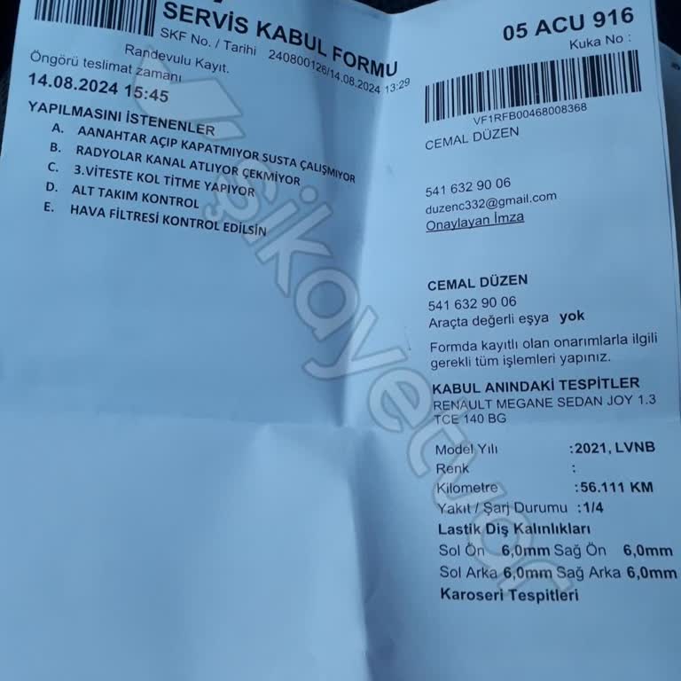 Renault Megane 4'te Sürekli Üçüncü Vite Titremesi Ve Ücretsiz Tamir İsteği