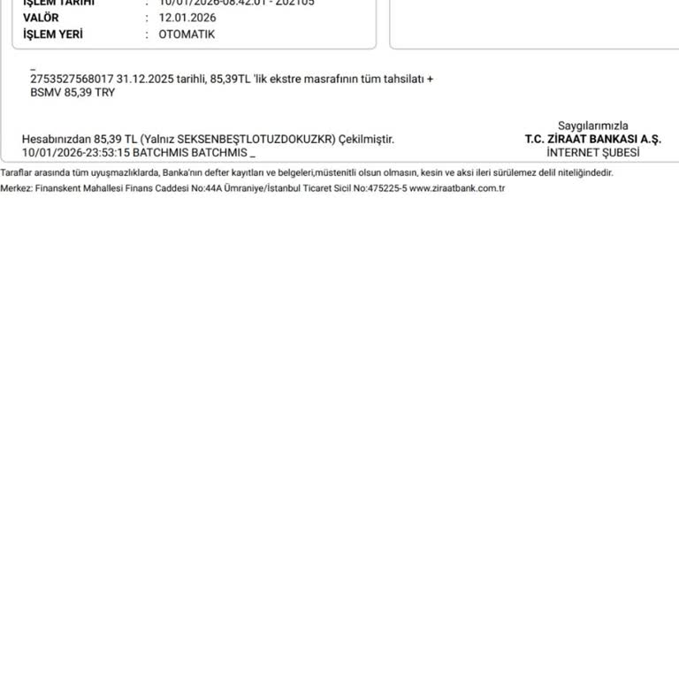 İzinsiz Ekstre Masrafı Ve BSMV Kesintisi Hakkında Açıklama Ve İade İsteği