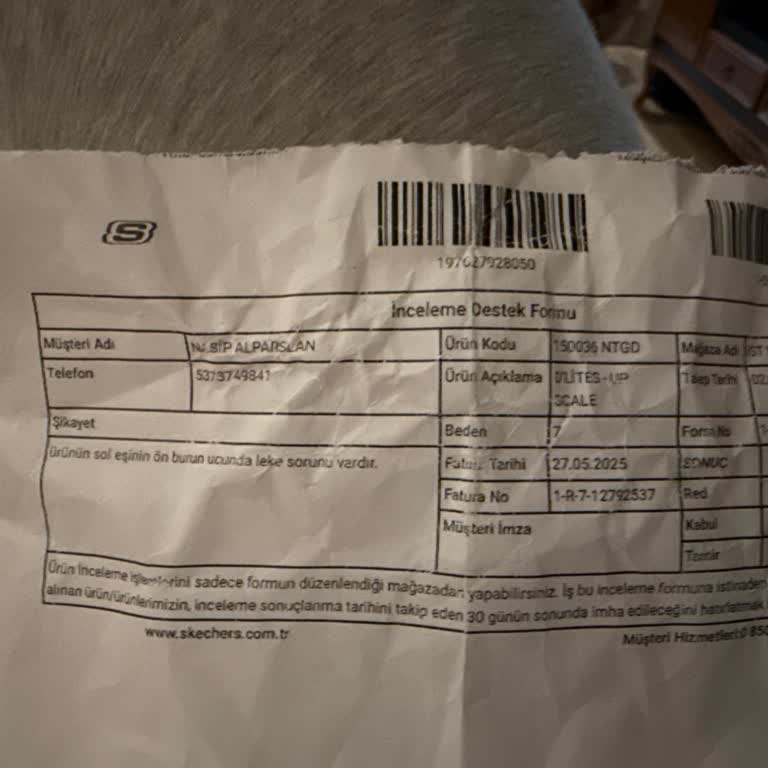 Renk Değişimi Ve Kalitesiz Malzeme Nedeniyle Skechers Ayakkabısının Değişim Talebi