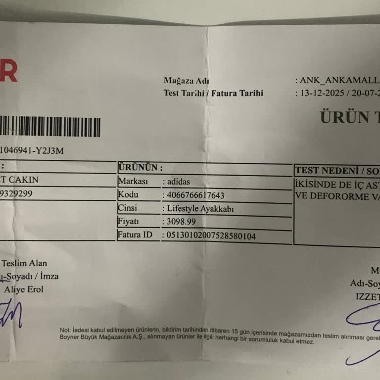 Adidas Ayakkabısının Dört Ayda Astarının Yırtılması Ve Boyner’in Çözüm Sunmaması