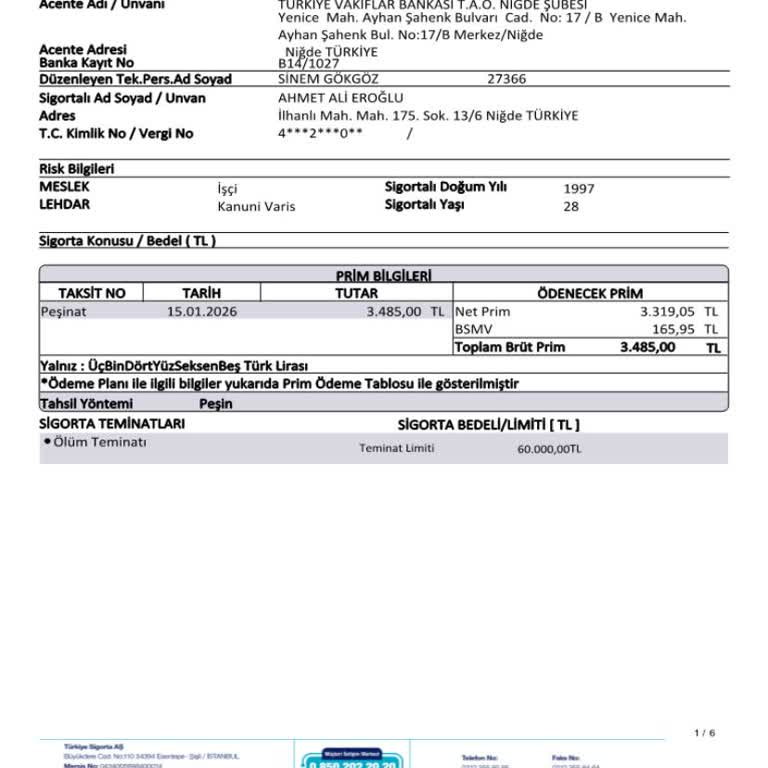 VakıfBank Niğde Şubesinde Bilgi Verilmeden Kredi Ve Kart Hesaplarından Yüksek Sigorta Kesintileri