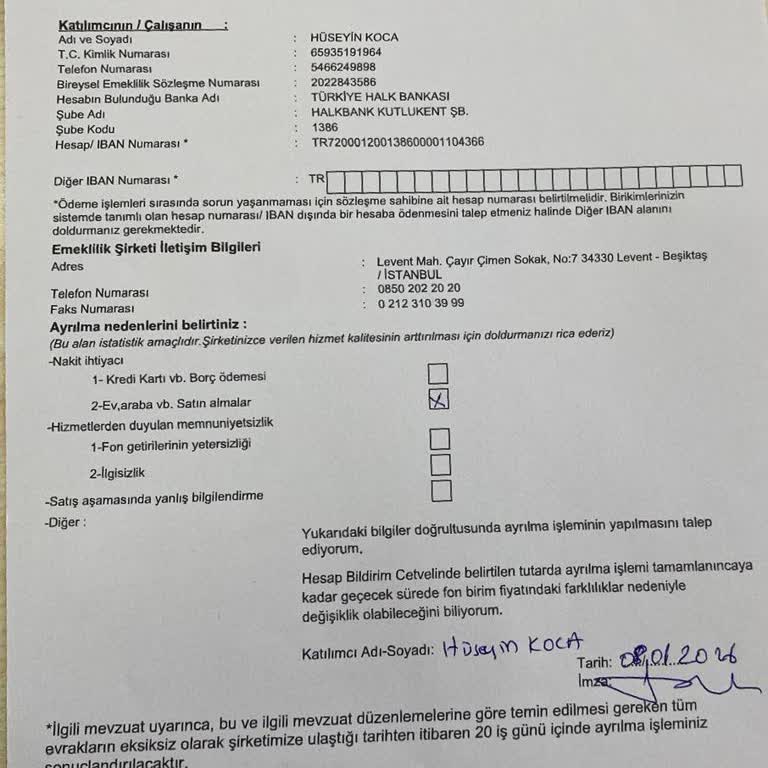 Hayat Emeklilik’te Formun Görünmemesi Nedeniyle İşlemlerin Uzaması