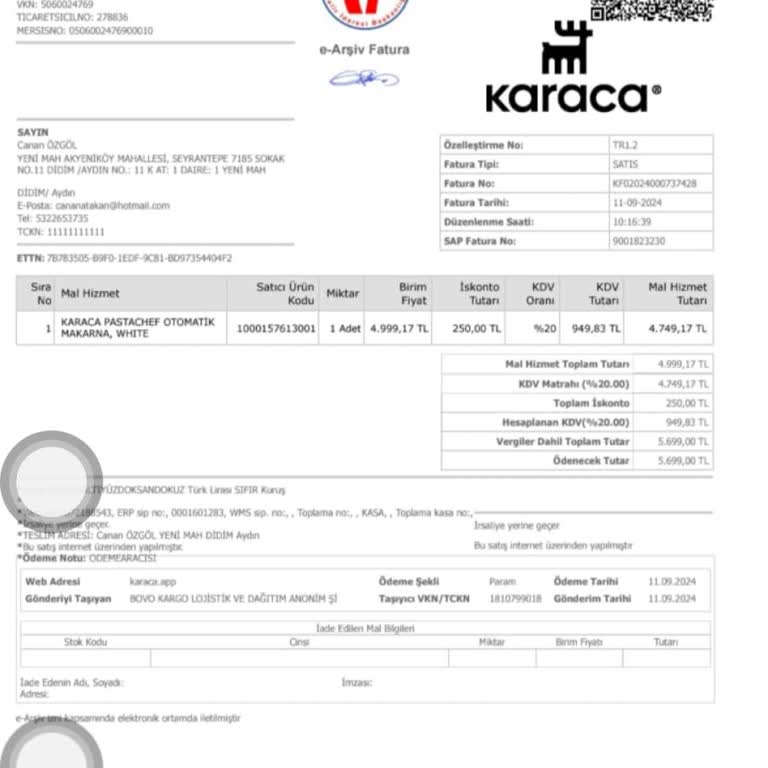 Karaca Otomatik Makarna Ve Erişte Makinesinde Sürekli Arıza, Servis İletişimsizliği Ve İade Talebi