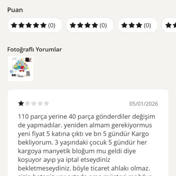 Eksik Parçalı Oyuncak Seti Ve Fiyat Şişirmesi Nedeniyle Tazmin Talebi