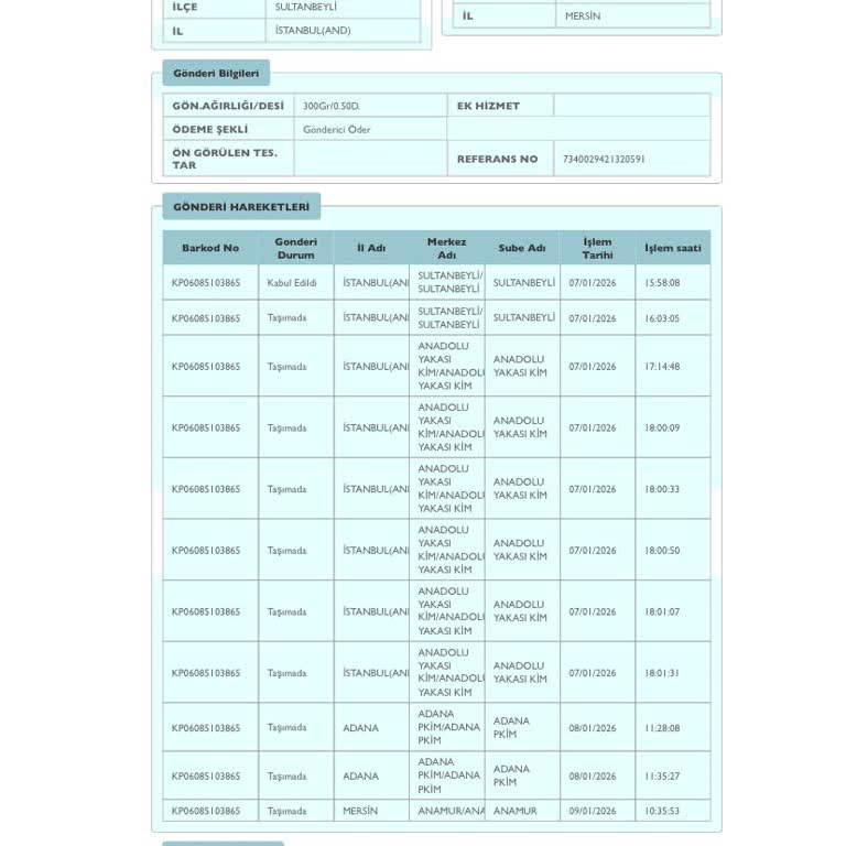Mersin Anamur’da PTT Kargo Gecikmesi Ve Teslim Edilmedi Kayıtları